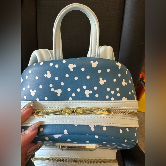 Disney Loungefly Snowman Mickey & Minnie Snow Glob Mini BackPack (Holiday) EUC - Picture 3 of 10